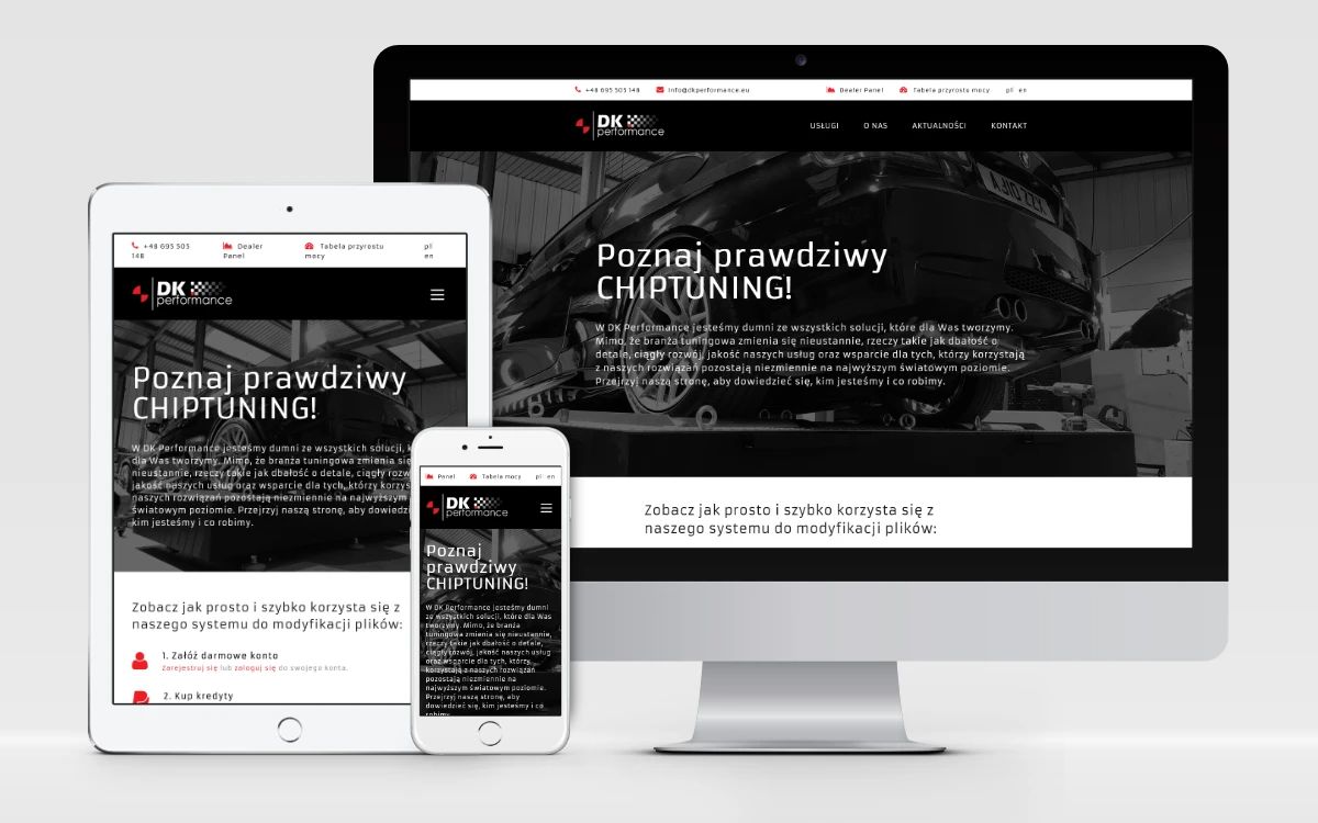 responsywny projekt strony internetowej https://dkperformance.eu