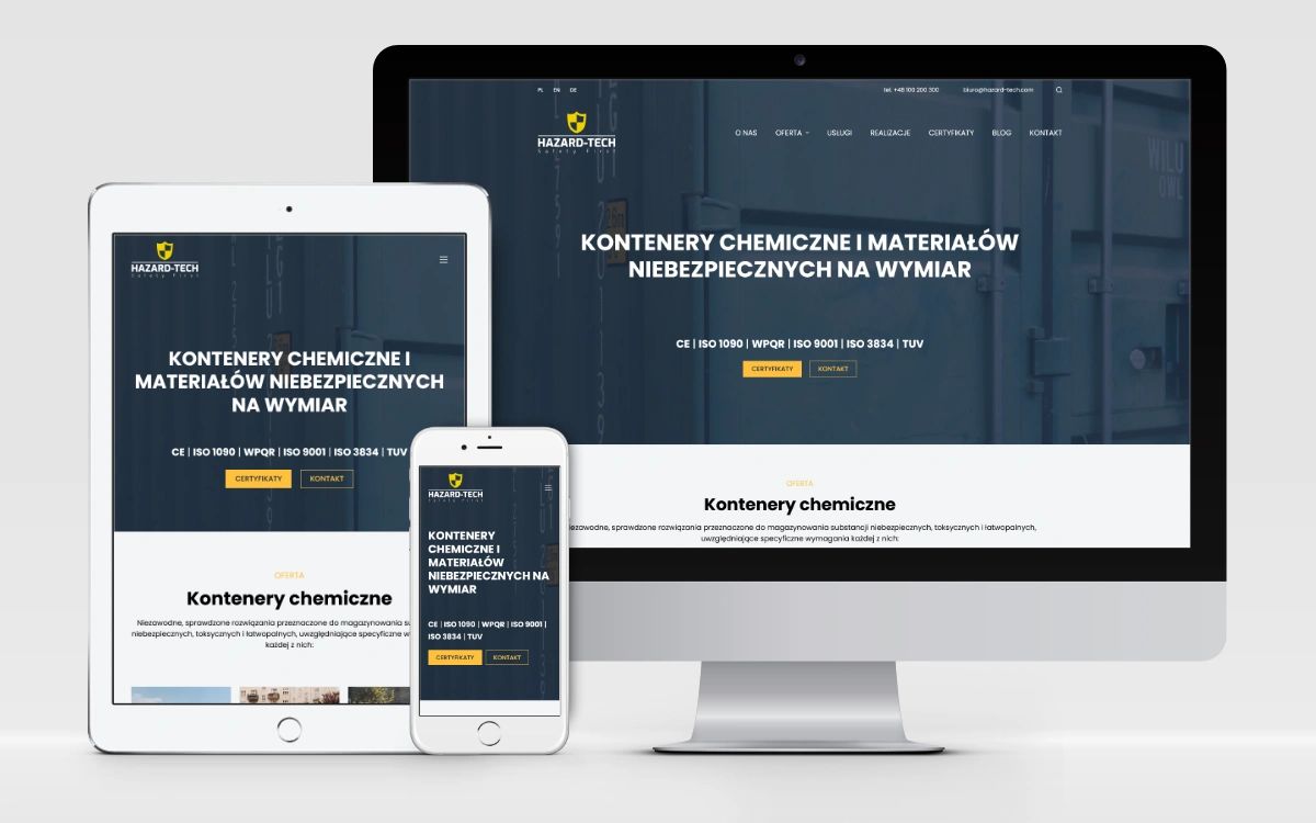 responsywny projekt strony internetowej https://www.hazard-tech.com