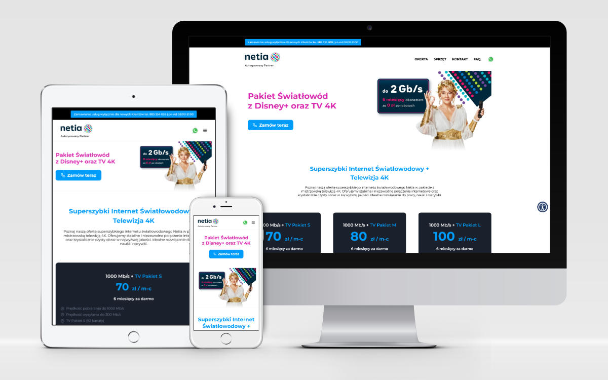 responsywny projekt strony internetowej https://pakiety-netia.pl