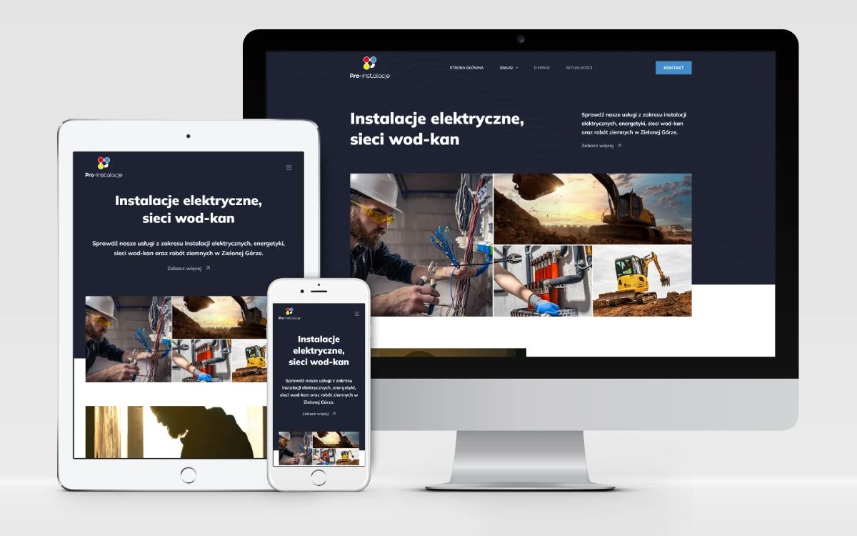 responsywny projekt strony internetowej https://pro-instalacje.pl